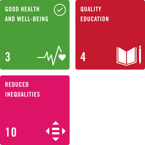 Good health and well being, Quality education, Reduced inequalities