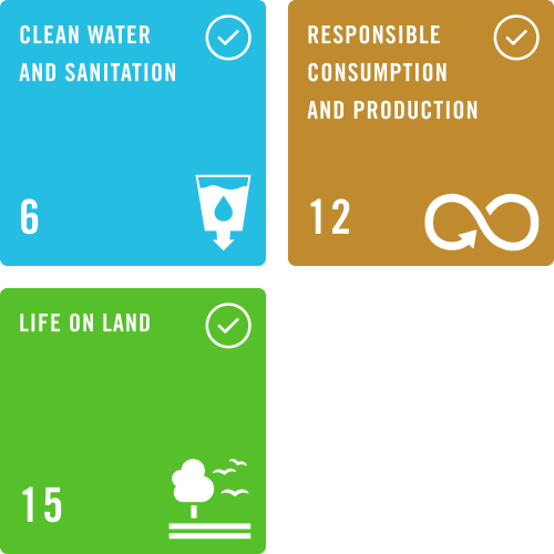 Clean water and sanitation, Responsible consumption and production, Life on land